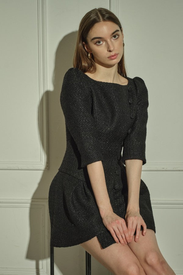 9/8 19時予約開始<br>Sculpted Asymmetric Mini one piece <br> -Black-