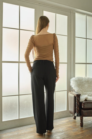 9/8 19時予約開始<br>Ribbon Shoulder Draped Top <br> -Mocha-