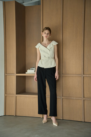 Wide Collar Off-Shoulder Top 2 <br> -White-