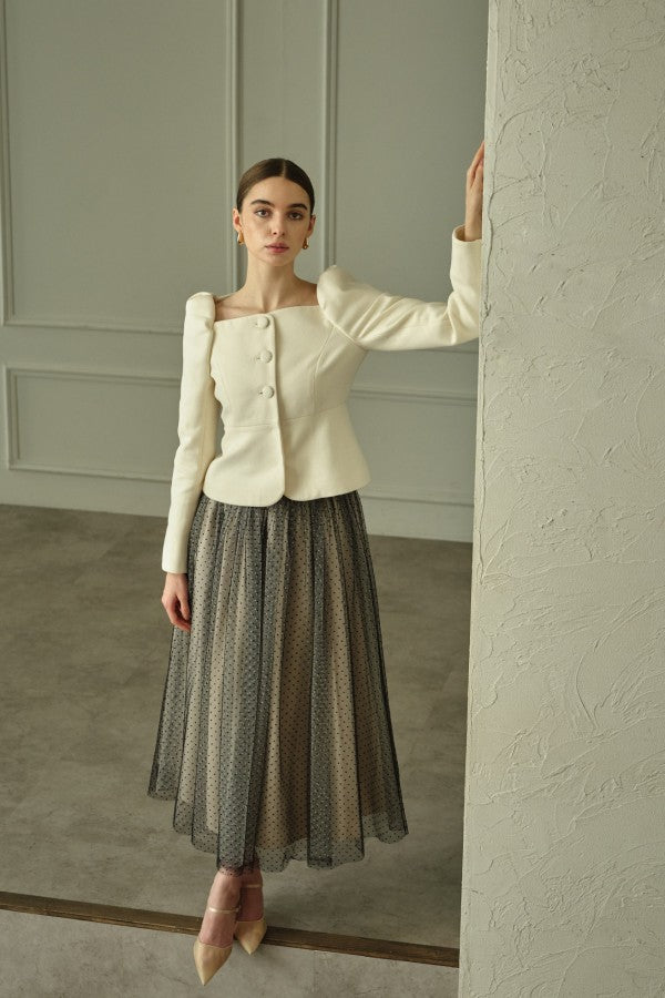9/8 19時予約開始<br>Square Peplum Minimal Jacket <br> -Off white-