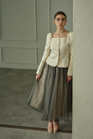 9/8 19時予約開始<br>Prism Veil Tulle Skirt <br> -Beige-