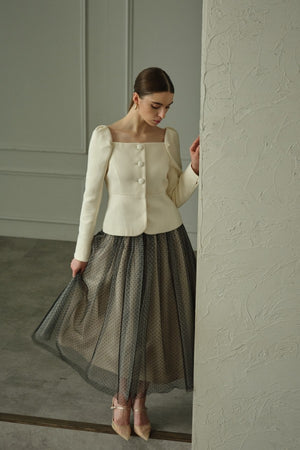 9/8 19時予約開始<br>Square Peplum Minimal Jacket <br> -Off white-