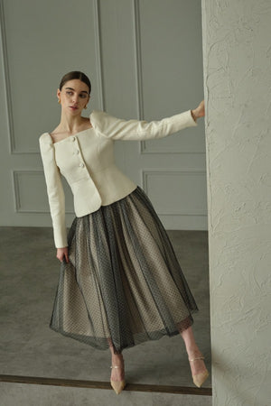 9/8 19時予約開始<br>Square Peplum Minimal Jacket <br> -Off white-