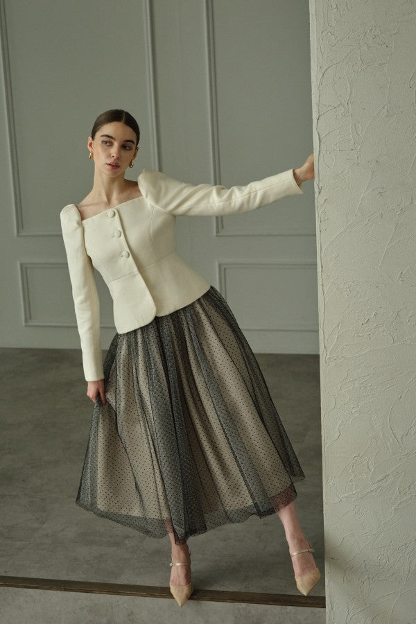 9/8 19時予約開始<br>Square Peplum Minimal Jacket <br> -Off white-