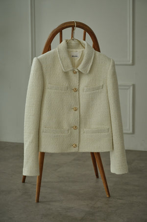 9/8 19時予約開始<br>Éclat Wool Tweed Jacket <br> -Off white-