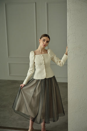 9/8 19時予約開始<br>Square Peplum Minimal Jacket <br> -Off white-
