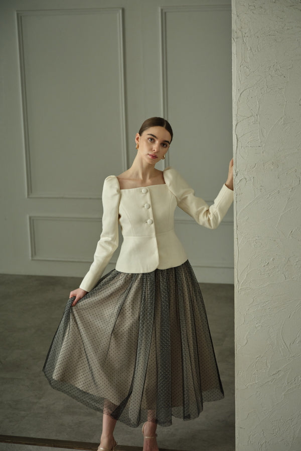 9/8 19時予約開始<br>Square Peplum Minimal Jacket <br> -Off white-