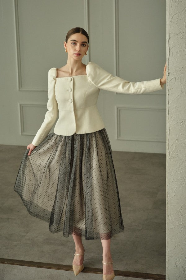 9/8 19時予約開始<br>Prism Veil Tulle Skirt <br> -Beige-