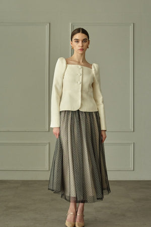9/8 19時予約開始<br>Prism Veil Tulle Skirt <br> -Beige-