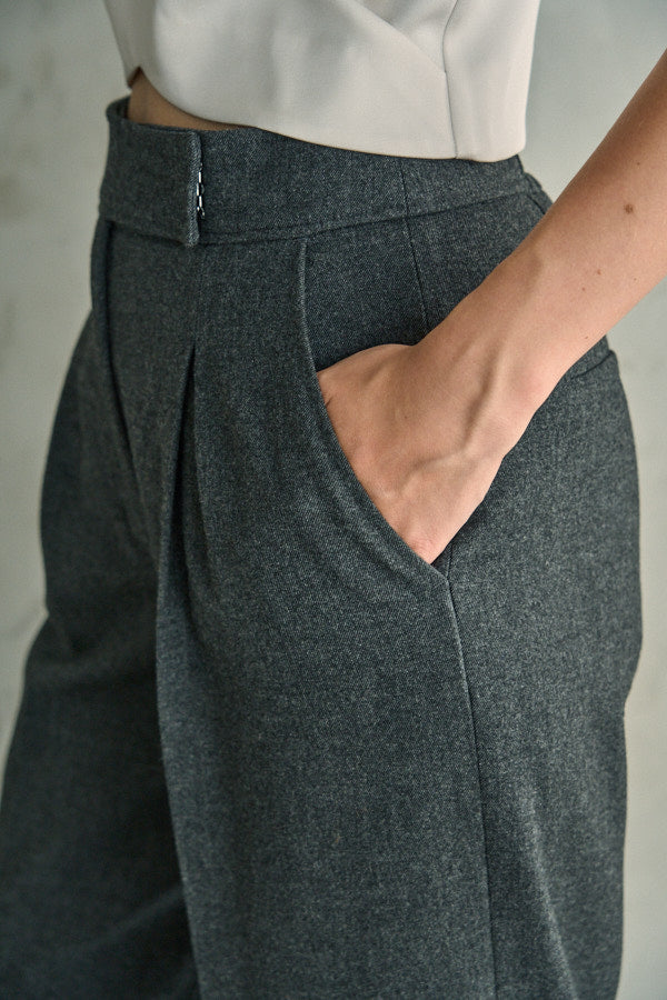 Tweed Long Pants <br> -Charcoal- S/M 2 sizes