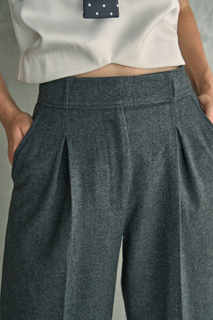 Tweed Long Pants <br> -Charcoal- S/M 2 sizes