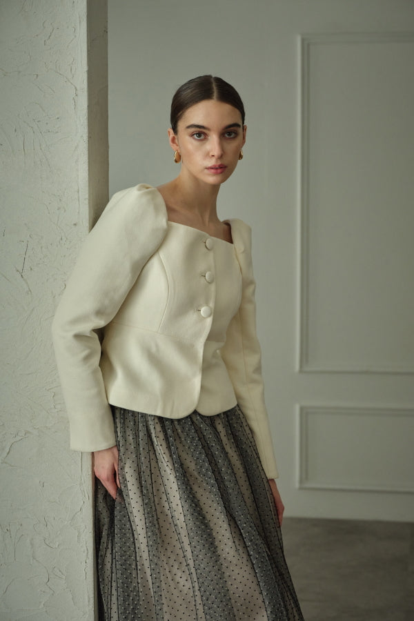9/8 19時予約開始<br>Square Peplum Minimal Jacket <br> -Off white-