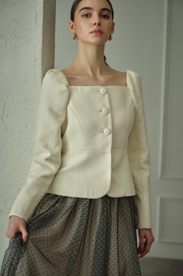9/8 19時予約開始<br>Square Peplum Minimal Jacket <br> -Off white-