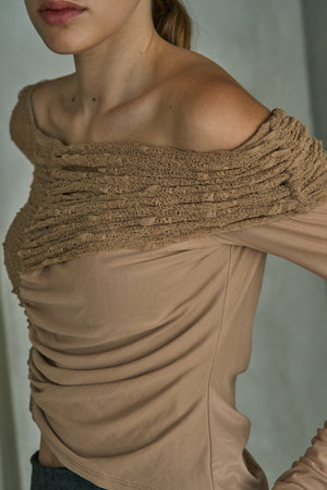 Sheer Lace Top  <br> -Beige-