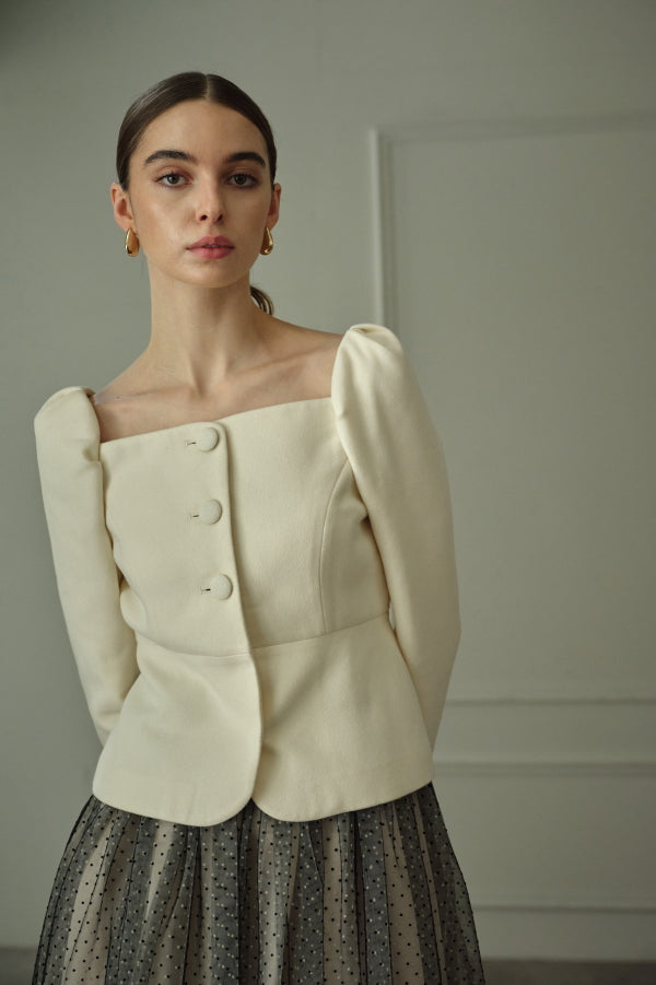 9/8 19時予約開始<br>Square Peplum Minimal Jacket <br> -Off white-