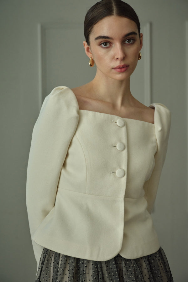 9/8 19時予約開始<br>Square Peplum Minimal Jacket <br> -Off white-
