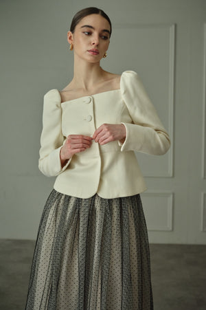 9/8 19時予約開始<br>Square Peplum Minimal Jacket <br> -Off white-
