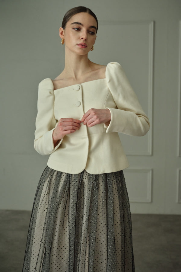 9/8 19時予約開始<br>Square Peplum Minimal Jacket <br> -Off white-