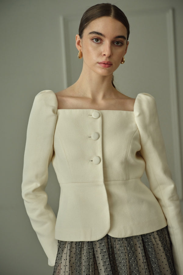 9/8 19時予約開始<br>Square Peplum Minimal Jacket <br> -Off white-