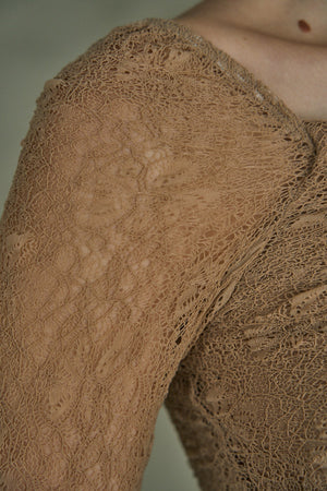 Sheer Lace Top  <br> -Beige-