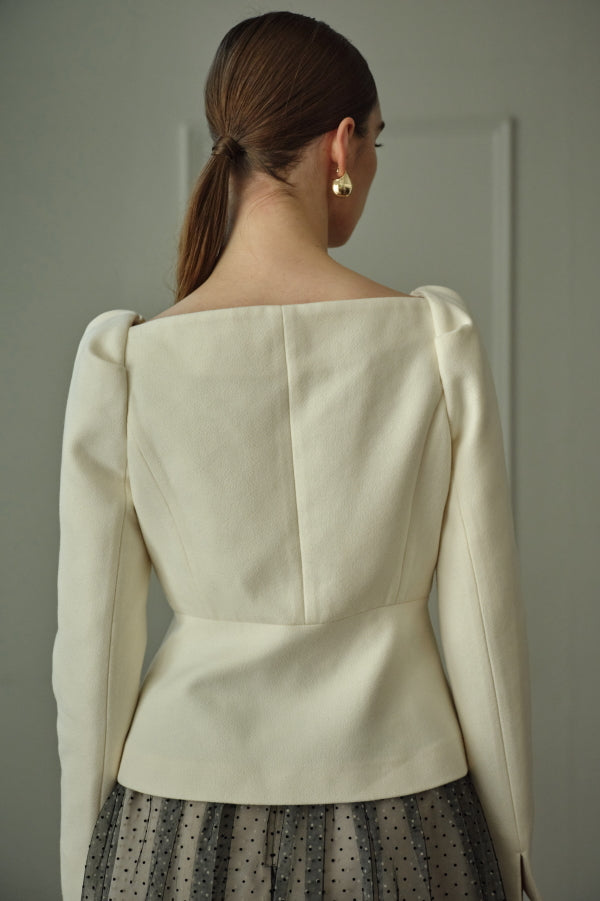 9/8 19時予約開始<br>Square Peplum Minimal Jacket <br> -Off white-