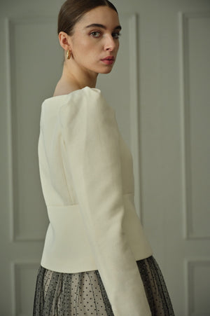 9/8 19時予約開始<br>Square Peplum Minimal Jacket <br> -Off white-