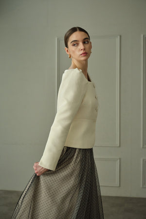 9/8 19時予約開始<br>Square Peplum Minimal Jacket <br> -Off white-