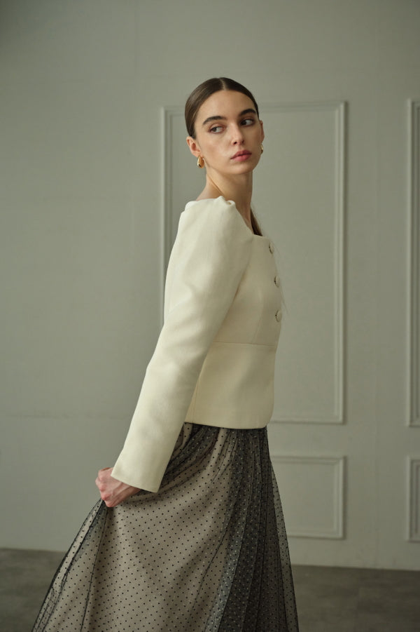 9/8 19時予約開始<br>Square Peplum Minimal Jacket <br> -Off white-
