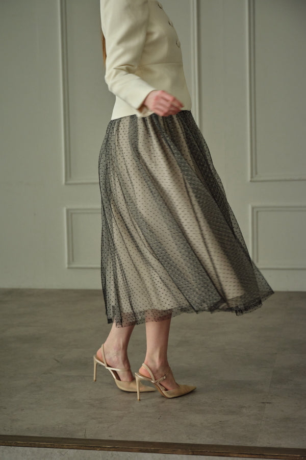 9/8 19時予約開始<br>Prism Veil Tulle Skirt <br> -Beige-