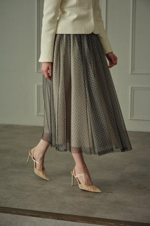 9/8 19時予約開始<br>Prism Veil Tulle Skirt <br> -Beige-