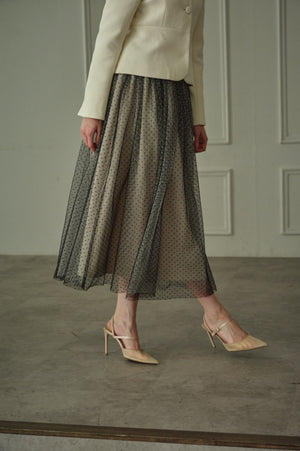 9/8 19時予約開始<br>Prism Veil Tulle Skirt <br> -Beige-