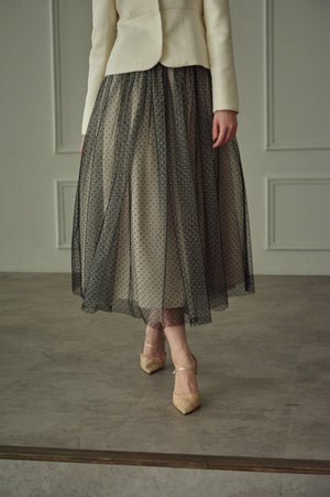 9/8 19時予約開始<br>Prism Veil Tulle Skirt <br> -Beige-