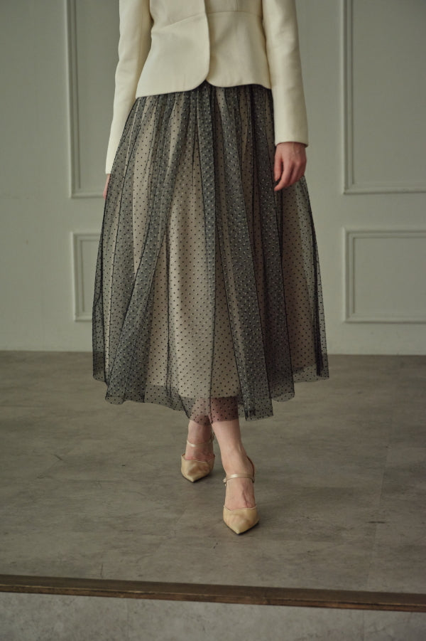 9/8 19時予約開始<br>Prism Veil Tulle Skirt <br> -Beige-