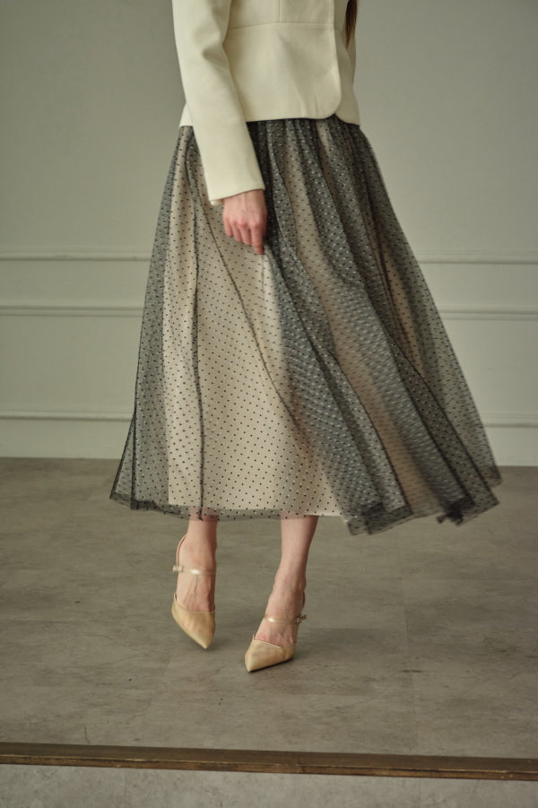 9/8 19時予約開始<br>Prism Veil Tulle Skirt <br> -Beige-