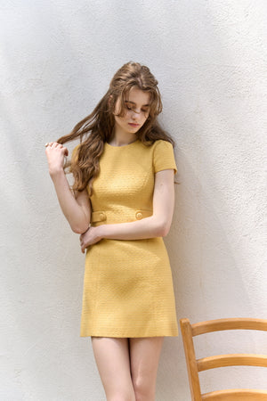 Snmmer tweed mini one piece <br> -Yellow-