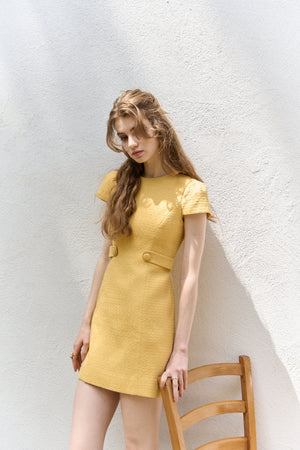 Snmmer tweed mini one piece <br> -Yellow-