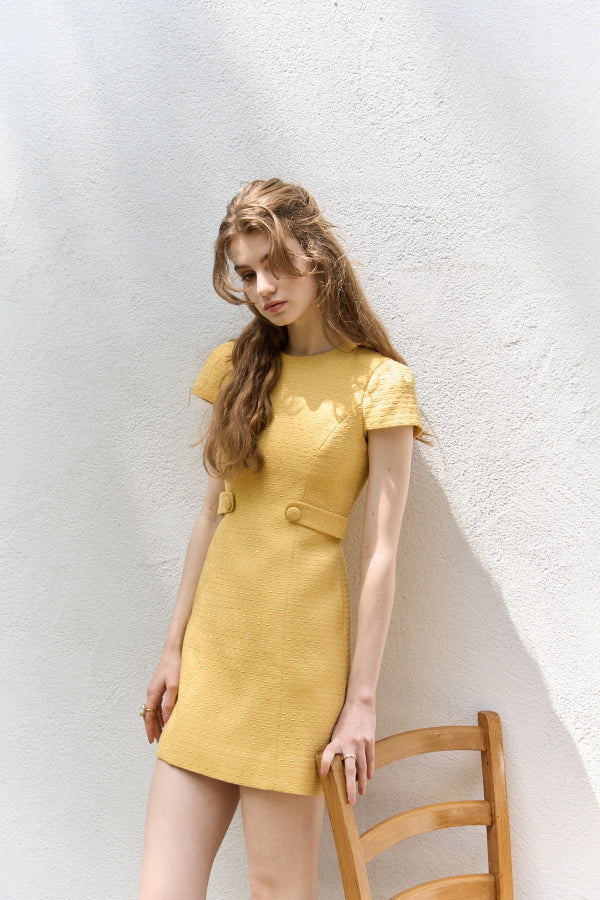 Snmmer tweed mini one piece <br> -Yellow-