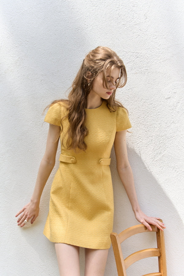 Snmmer tweed mini one piece <br> -Yellow-