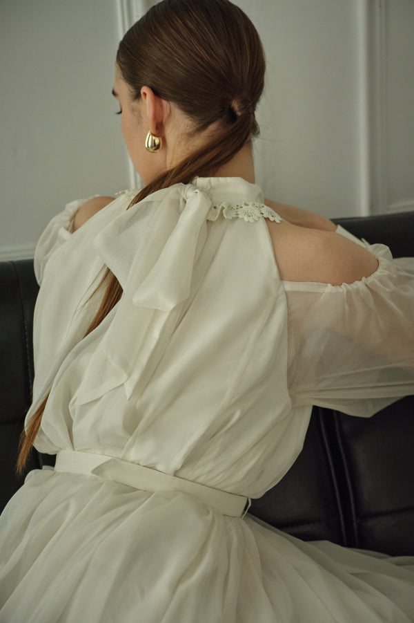 9/8 19時予約開始<br>Open Shoulder Lace Dress <br> -Off white-