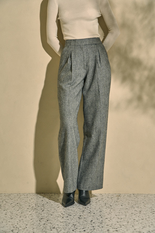 Tweed Long Pants  <br> -Gray- S/M 2size