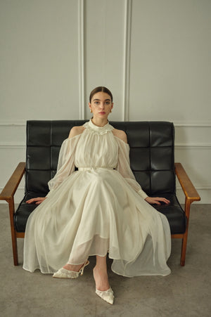 9/8 19時予約開始<br>Open Shoulder Lace Dress <br> -Off white-