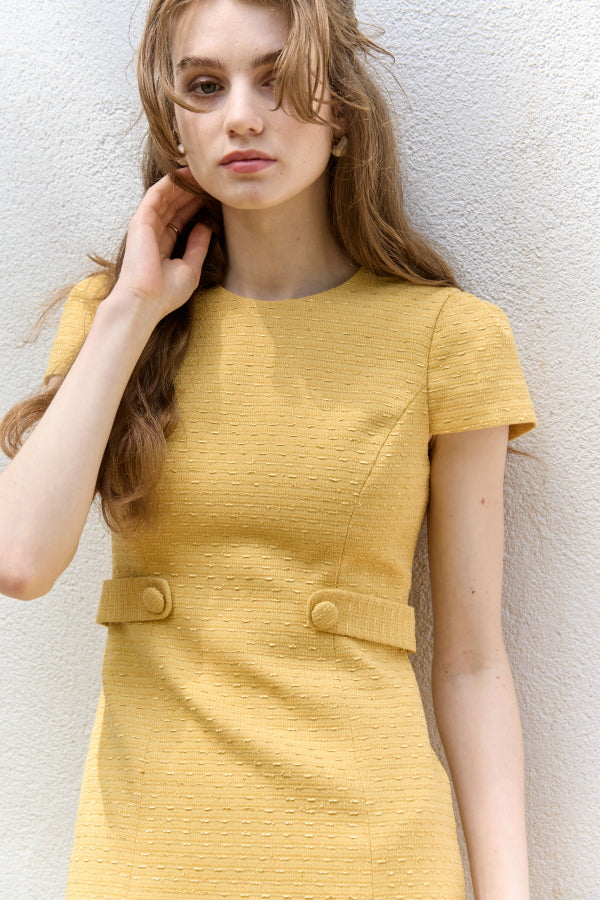 Snmmer tweed mini one piece <br> -Yellow-
