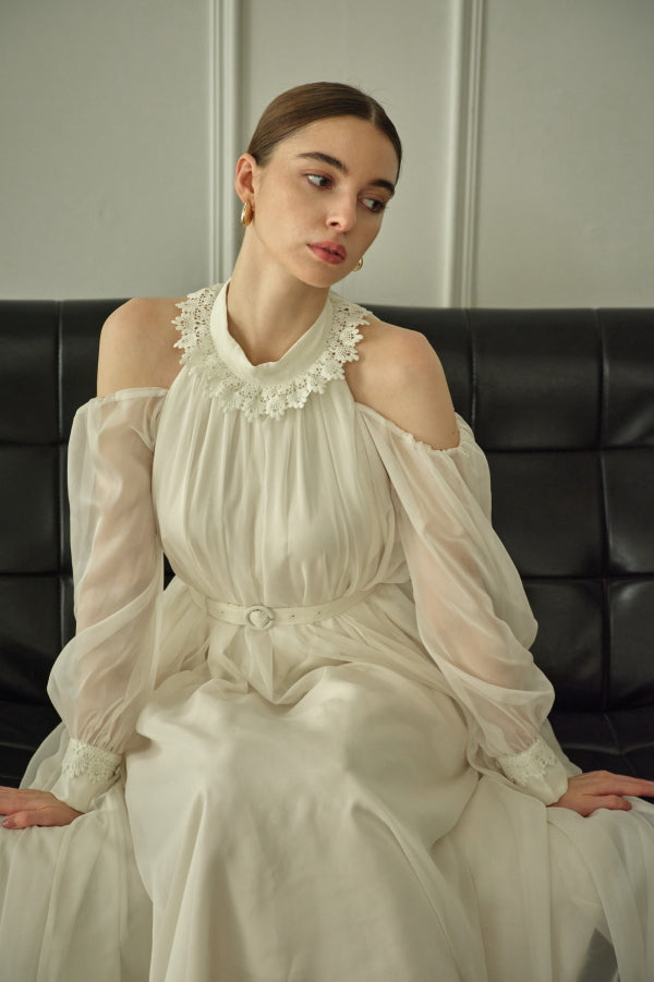 9/8 19時予約開始<br>Open Shoulder Lace Dress <br> -Off white-