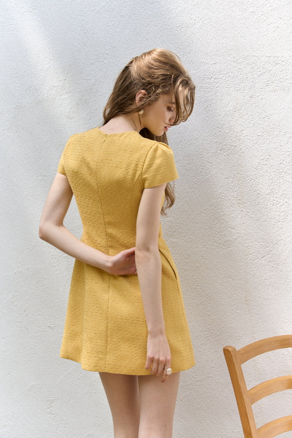 Snmmer tweed mini one piece <br> -Yellow-