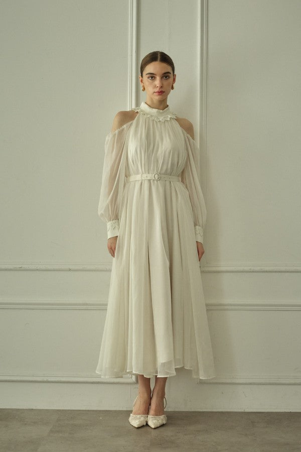 9/8 19時予約開始<br>Open Shoulder Lace Dress <br> -Off white-
