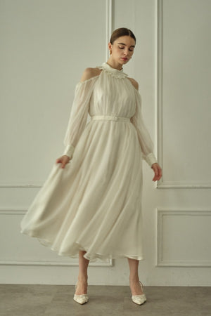 9/8 19時予約開始<br>Open Shoulder Lace Dress <br> -Off white-