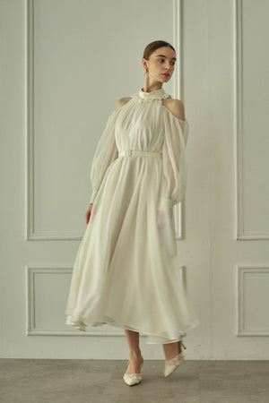 9/8 19時予約開始<br>Open Shoulder Lace Dress <br> -Off white-