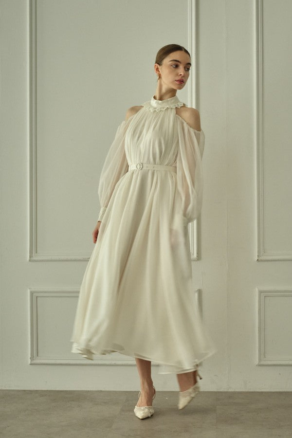 9/8 19時予約開始<br>Open Shoulder Lace Dress <br> -Off white-