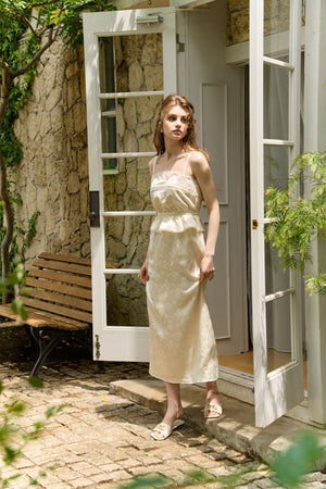 Satin Jacquard Camisole One-piece <br> -Ivory-