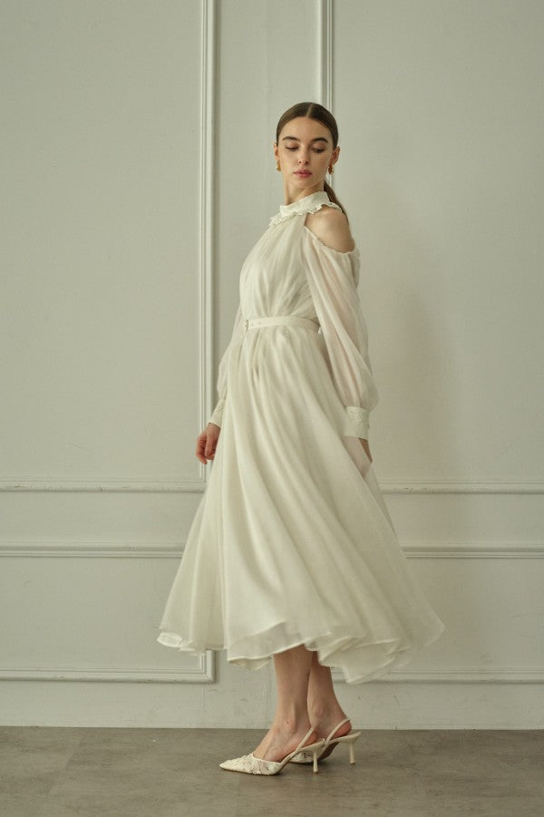 9/8 19時予約開始<br>Open Shoulder Lace Dress <br> -Off white-
